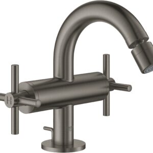 Baterie bideu Grohe Atrio M cu dubla comanda ventil pop-up manere cruce brushed hard graphite
