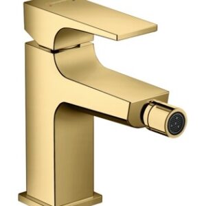 Baterie bideu Hansgrohe Metropol cu ventil push-open gold optic lustruit