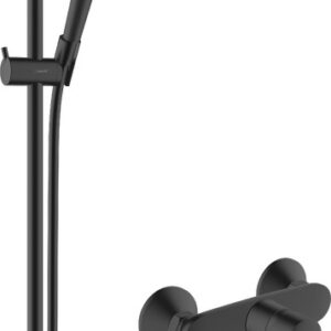 Baterie cada Hansgrohe Vernis Blend cu set de dus 100 Vario EcoSmart cu bara S Puro 65cm negru mat