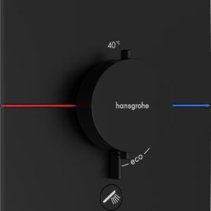 Baterie cada - dus termostatata Hansgrohe ShowerSelect Comfort E cu montaj incastrat necesita corp ingropat negru mat