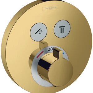 Baterie cada - dus termostatata Hansgrohe ShowerSelect S cu montaj incastrat necesita corp ingropat gold optic lustruit