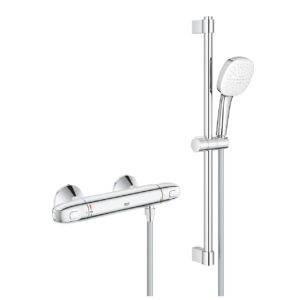 Baterie dus termostatata Grohe Grohtherm 1000 cu set de dus Tempesta Cube  crom