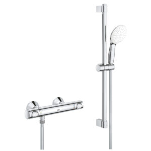 Baterie dus termostatata Grohe Grohtherm 500 cu set de dus Tempesta cu bara de 60cm crom