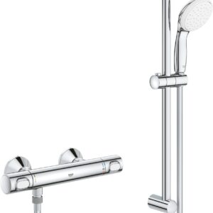 Baterie dus termostatata Grohe Grohtherm 500 cu set de dus cu bara 620mm crom