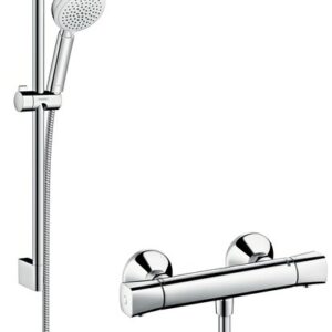 Baterie dus termostatata Hansgrohe Ecostat Universal cu set de dus Crometta 100 Vario cu bara 0.65m