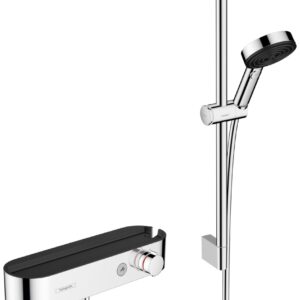 Baterie dus termostatata Hansgrohe ShowerTablet Select cu set de dus Pulsify Select S cu bara 0.65m