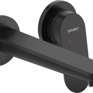Baterie lavoar Duravit Wave din 2 elemente  de perete  necesita corp ingropat  negru mat