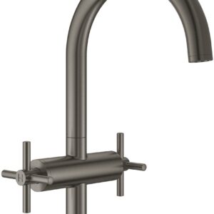 Baterie lavoar Grohe Atrio L cu dubla comanda manere in cruce brushed hard graphite
