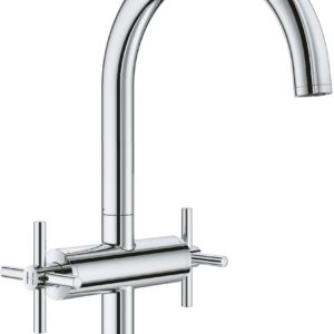 Baterie lavoar Grohe Atrio L cu dubla comanda manere in cruce crom