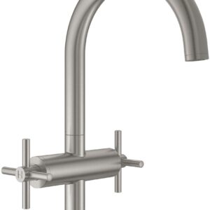 Baterie lavoar Grohe Atrio L cu dubla comanda manere in cruce supersteel