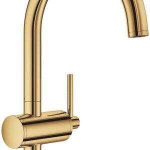 Baterie lavoar Grohe Atrio L cu pipa inalta ventil click-clack cool sunrise