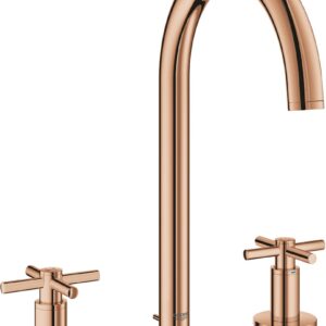 Baterie lavoar Grohe Atrio M din 3 elemente ventil pop-up manere cruce warm sunset
