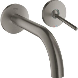 Baterie lavoar Grohe Atrio din 2 elemente pipa 185mm de perete necesita corp ingropat brushed hard graphite