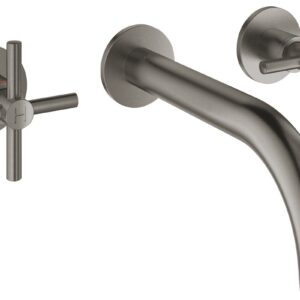 Baterie lavoar Grohe Atrio din 3 elemente 180mm de perete manere cruce necesita corp ingropat brushed hard graphite