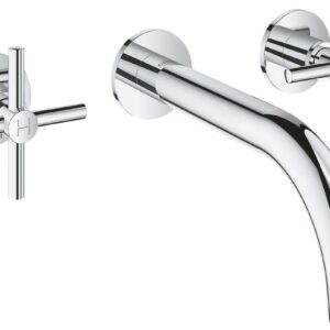Baterie lavoar Grohe Atrio din 3 elemente 180mm de perete manere cruce necesita corp ingropat crom