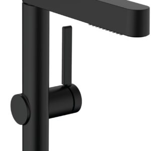 Baterie lavoar Hansgrohe Finoris 230 cu dus extractibil 2 tipuri de jet ventil push-open negru mat