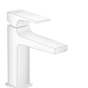 Baterie lavoar Hansgrohe Metropol 110 ventil push-open alb mat