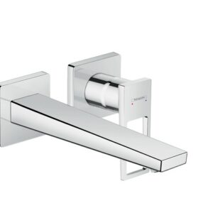 Baterie lavoar Hansgrohe Metropol de perete pipa 225mm fara ventil cu levier decupat necesita corp incastrat