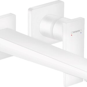 Baterie lavoar Hansgrohe Metropol de perete pipa 225mm fara ventil necesita corp incastrat alb mat