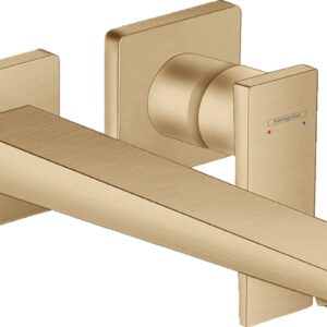 Baterie lavoar Hansgrohe Metropol de perete pipa 225mm fara ventil necesita corp incastrat bronz periat