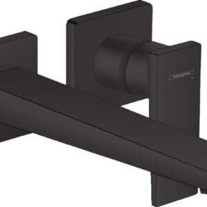 Baterie lavoar Hansgrohe Metropol de perete pipa 225mm fara ventil necesita corp incastrat negru mat