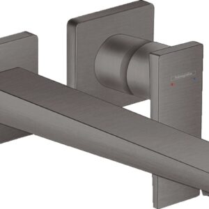 Baterie lavoar Hansgrohe Metropol de perete pipa 225mm fara ventil necesita corp incastrat negru periat