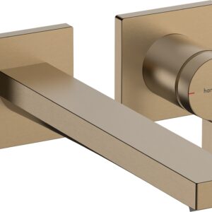 Baterie lavoar Hansgrohe Tecturis E din 2 elemente de perete pipa 22.5cm bronz periat