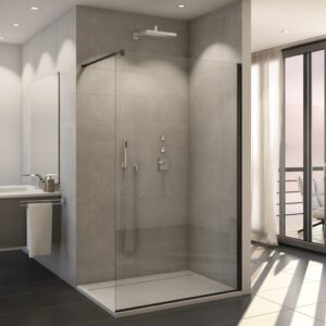 Cabina de dus Walk-In SanSwiss Easy STR4P 80cm sticla securizata 8mm profil negru mat