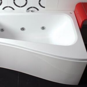 Cada baie asimetrica Belform Senso 150x100x70cm  acril  complet echipata cu picioare  panouri si sifon  orientare stanga