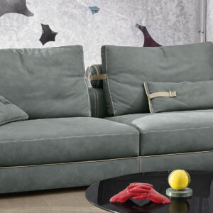 Canapea Gamma Dandy Gregory 258cm piele Burt F617 2 perne piele baza metalica Wenge HandMade in Italy