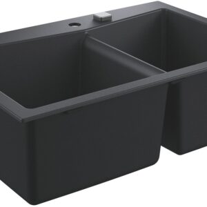 Chiuveta bucatarie Grohe K700 90 -C cu doua cuve 406x438mm compozit granite black
