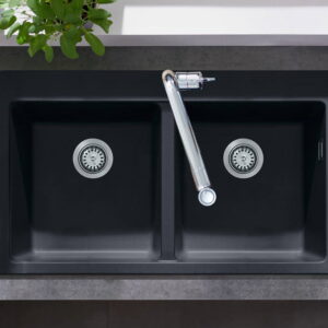 Chiuveta bucatarie Hansgrohe S510-F770 SilicaTec 370/370 cu 2 cuve 51x88x19cm graphite black