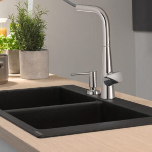 Chiuveta bucatarie Hansgrohe S510-F770 SilicaTec 370/370 cu 2 cuve 51x88x19cm stone grey