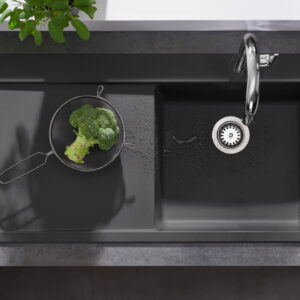Chiuveta bucatarie Hansgrohe S514-F450 SilicaTec 450 51x105x19cm picurator stanga graphite black