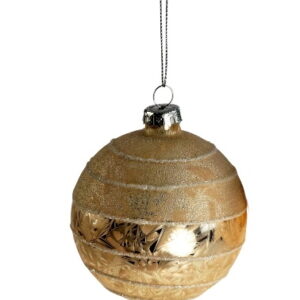 Decoratiune brad Deko Senso Glimmer Line  sticla  8cm  alb - auriu