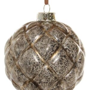 Decoratiune brad Deko Senso Velvet glob 8cm sticla gri - auriu