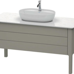 Dulap baza Duravit Luv 1338x570mm cu doua sertare fara blat gri satinat mat lacuit