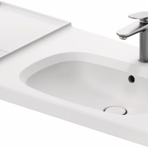 Lavoar Duravit Aurena 100x50cm HygieneGlaze Plus montare pe mobilier orientare dreapta ventil ceramic inclus alb mat