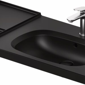 Lavoar Duravit Aurena 100x50cm HygieneGlaze Plus montare pe mobilier orientare dreapta ventil ceramic inclus negru mat
