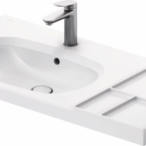 Lavoar Duravit Aurena 100x50cm HygieneGlaze Plus montare pe mobilier orientare stanga ventil ceramic inclus alb