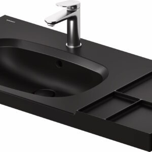 Lavoar Duravit Aurena 100x50cm HygieneGlaze Plus montare pe mobilier orientare stanga ventil ceramic inclus negru mat