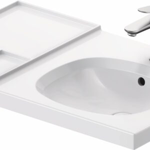 Lavoar Duravit Aurena 80x50cm HygieneGlaze Plus montare pe mobilier orientare dreapta ventil ceramic inclus alb