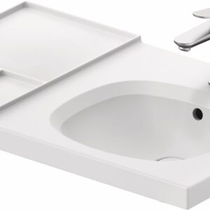 Lavoar Duravit Aurena 80x50cm HygieneGlaze Plus montare pe mobilier orientare dreapta ventil ceramic inclus alb mat