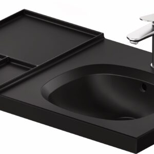 Lavoar Duravit Aurena 80x50cm HygieneGlaze Plus montare pe mobilier orientare dreapta ventil ceramic inclus negru mat
