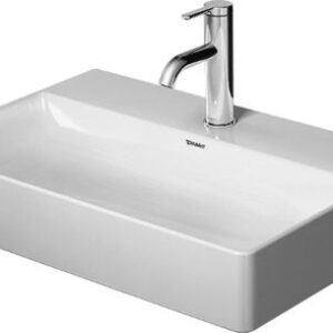 Lavoar Duravit DuraSquare Compact 60x40cm fara preaplin montare pe mobilier cu capac ceramic pentru ventil inclus alb
