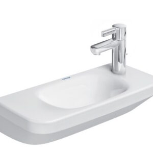 Lavoar asimetric Duravit DuraStyle 56x22cm orificiu baterie dreapta fara preaplin WonderGliss alb