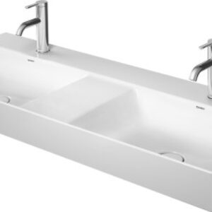 Lavoar dublu Duravit DuraSquare Double 120x47cm WonderGliss fara preaplin cu capac ceramic pentru ventil inclus alb