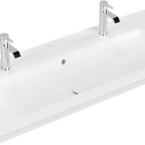 Lavoar dublu Villeroy&Boch Venticello CeramicPlus 120cm cu preaplin montare pe mobilier alb Alpin