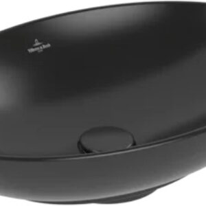 Lavoar oval tip bol Villeroy&Boch Loop&Friends 56x38cm cu preaplin material TitanCeram montare pe blat CeramicPlus negru mat