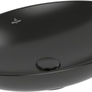 Lavoar oval tip bol Villeroy&Boch Loop&Friends 62x42cm cu preaplin material TitanCeram montare pe blat CeramicPlus negru mat